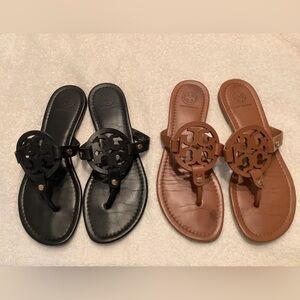 2 TORY BURCH MILLER SANDALS Brown & Black. Size 7.5
